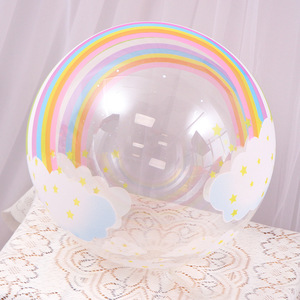 Transparent Printed Popball Ball 20-Inch Rainbow Cloud Design Birthday Party <b>Decoration</b> Round Toy <b>Balloon</b> - Product Image 1