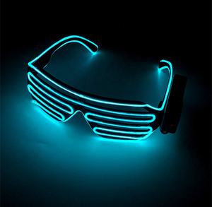 Niedrigen MOQ Heiße Verkäufe El Draht Neue Design Glow In <span class=keywords><strong>The</strong></span> Dark Neon El Draht Led Light Up Shutter Brille - Product Image 4