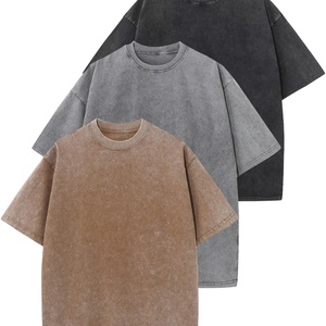 T-shirt à manches courtes décontracté pour homme, couleur unie, tissu légèrement usé pour un look vieilli, idéal pour les sorties décontractées - Product Image 2