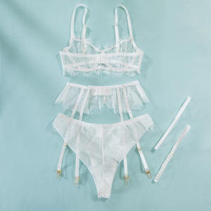 Set di Lingerie Sexy con Ricamo <span class=keywords><strong>in</strong></span> <span class=keywords><strong>Pizzo</strong></span> Completo 3 Pezzi Intimo con Volant Fantasia Lingerie Intima di Lusso Delicata Stile Fata 2025 - Product Image 3