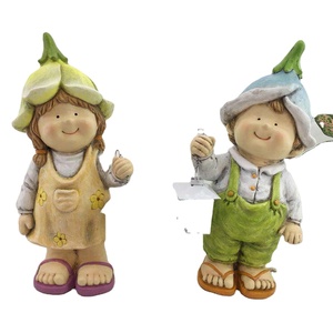 Niño y niña con linterna figura de jardín Gnomo decoración de enano de jardín - Product Image 1