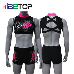 Ropa de práctica de tinte completo y Top corto y pantalones cortos de alegría personalizados 100% Ropa de práctica de Top corto de alegría con pantalones cortos de mariposa - Product Image 3