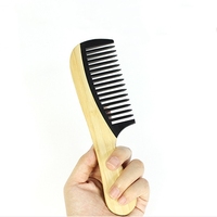 Peigne de cheveux en bambou naturel, brosse antistatique électrique en bois, en bakélite, avec poignée, démêlante, larges dents, queue de Rat, possibilité de vente en gros