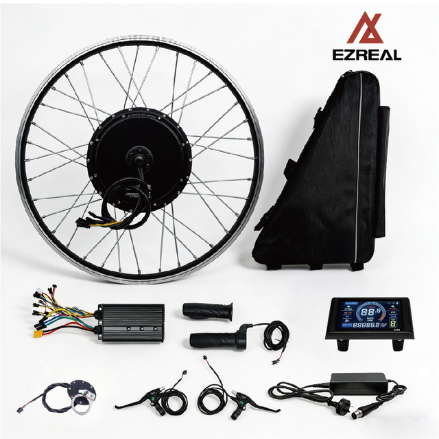 EZREAL Electric Bike Conversion Kit with Lithium Battery 2000W/3000W 52V/72V Hub Motor Thumb Throttle Rear Wheel 29 Inch