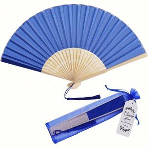 Éventail pliant espagnol en bambou sculpté et imprimé d'art populaire sur papier, idéal pour mariages, festivals et cadeaux d'affaires - Product Image 1