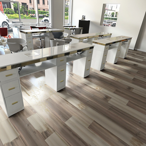 Mesa de Manicura Doble con Superficie de Mármol y Cajones, Tamaño Personalizable para Salones de Uñas y Estudios, Muebles de Salón Duraderos - Product Image 1