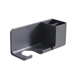 Soporte de Pared para Secador de Pelo, Diseño Rectangular Clásico en Negro, para Esquina de Baño, Duradero, Sin Necesidad de Perforación - Product Image 4