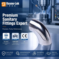 Raccord NPT Bayou-Lok en acier inoxydable sanitaire ASME BPE316L, coude à souder à 45 degrés, polissage miroir Ra0.4µm Classe 3A, basse pression