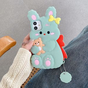 เคสโทรศัพท์ซิลิโคนลายการ์ตูนกระต่าย 3 มิติ พร้อมโบว์ ป้องกันการกระแทก ดีไซน์น่ารักทันสมัย สำหรับ <span class=keywords><strong>iPhone</strong></span> 15 - Product Image 5