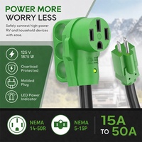 Adaptateur de courant électrique pour camping-car avec protection contre les surcharges, 50 ampères, 110 volts, NEMA 5-15P vers NEMA 14-50R, avec disjoncteur