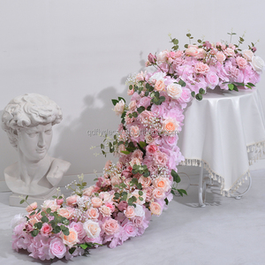 Runner Floreale con Rose Rosse e Rosa per Decorazioni Matrimoniali, Arco Nuziale Artificiale per Corridoio - Product Image 2