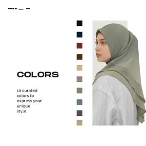 卸売イージーウェアイスラム教徒ラマダンイードヘッドスカーフマレーシアプレーンソフト二層ラップルクスワンピースシフォンアミラインスタントヒジャーブ - Product Image 6