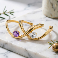 Bracelet jonc minimaliste en acier inoxydable plaqué or 18 carats, torsadé ondulé, avec zircon, ajustable, unisexe, pour anniversaire
