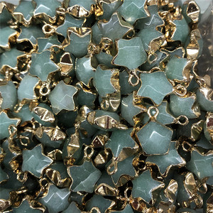 Collar con colgante de borde dorado de estrella de cinco puntas de piedra natural chapada en oro de acero inoxidable Reiki - Product Image 5