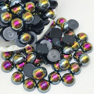 Màu Hồng AB phẳng trở lại Ngọc Trai Mix ABS nửa vòng ngọc trai <span class=keywords><strong>Loose</strong></span> hạt ngọc trai nhựa cho trang phục khiêu vũ váy DIY Mugs trang trí - Product Image 4