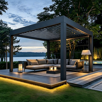 Pergola à lames motorisées en aluminium, imperméable, rétractable, toit réglable, pour jardin extérieur, patio