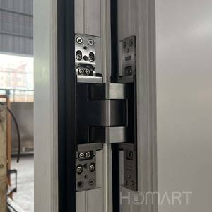 <span class=keywords><strong>Porte</strong></span> d'entrée principale de villa moderne en aluminium à charnières, design <span class=keywords><strong>plat</strong></span> blanc luxueux avec trou en verre et serrure numérique - Product Image 5