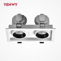 Nouveau projecteur LED encastré carré moderne en aluminium à double tête réglable et multi-spots pour éclairage intérieur