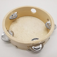 Hand Held Tambourine Drum Bell Wooden Metal Jingles Percussion Instruments Educational Toy for Children Perform