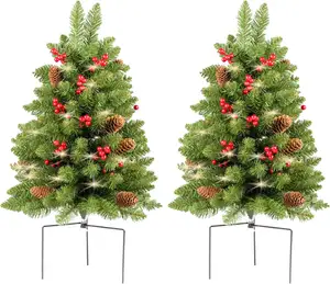 Nuevo diseño al aire libre camino artificial porche árboles de Navidad preiluminados árbol de Navidad para decoración de vacaciones