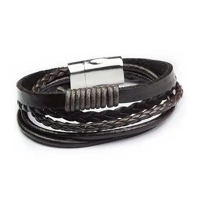 Magnet Buckle Vintage Male Braid Jewelry Multi layer Wrist Band Gifts Men Leather Bracelet