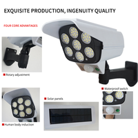Caméra de Surveillance Simulée à LED, Éclairage Mural Extérieur de Sécurité Solaire avec Détecteur de Mouvement