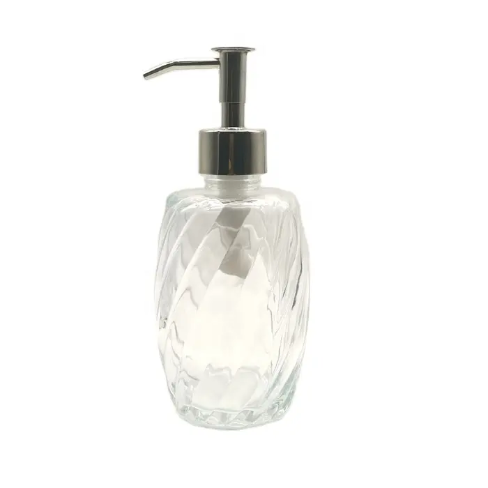プラスチックポンプ付き卸売ファンシーラウンド200mlガラスフォーム石鹸ディスペンサー手洗いボトル