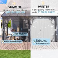 14' x 10' Gazebo voor terras, hardtop leunende gazebo pergola, grote wandgemonteerde zware luifel voor terras, dekken, achtertuin