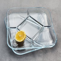 Hxglass Borosilicate Verre Trempé Carré Jetable Plat Écrou Plaque 5 Sections Divisées Micro-ondes 9 10 Pouces Plaque Plat