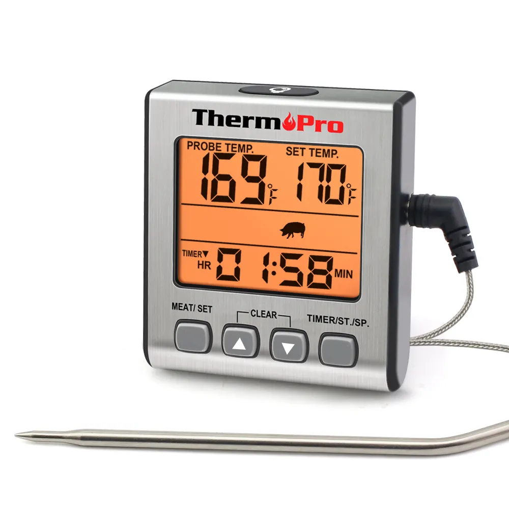 ThermoPro TP16S דיגיטלי מנגל מדחום עם צמד תרמי בשר בישול טיימר מצב תאורה אחורית