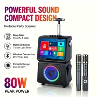 Enceinte portable intelligente CSN-D18 Trolley 8 pouces avec écran tactile Android, lumière RGB 80W pour divertissement karaoké en extérieur et à domicile