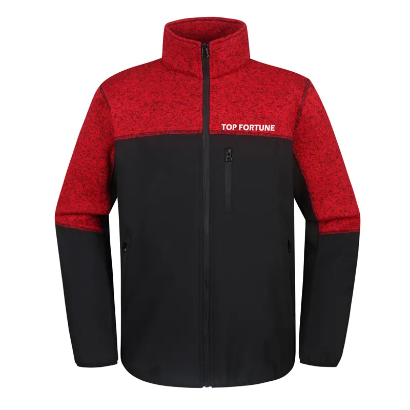 Customized 2 colour combined cheap soft lightweight sport leisure delivery club emboss polar fleece jacket