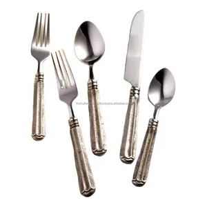 Stainless Steel Rustic Cutlery With Aluminium Design Vintage Antique Handmade Handle New Design Royal Cutlery Set