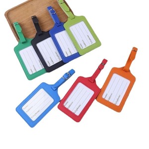 Etiqueta de equipaje de cuero sintético PU de 110x60 mm, etiqueta de información de viaje de color sólido para maleta y tarjeta de embarque - Product Image 4