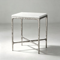 Table de chevet moderne en laiton massif ou en acier inoxydable avec plateau en marbre carré, meubles de chambre à coucher écologiques et durables