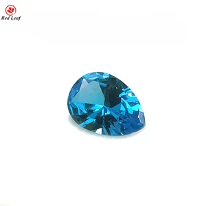 Wholesale Machine Cut Pear Shape Aqua Blue Synthetic Loose Stone Crystal Cubic Zirconia Gems
