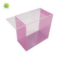 Boîte à cartes de mariage en acrylique avec couvercle coulissant, boîte à dons transparente rose pour la décoration d'événements de mariage, personnalisation OEM disponible