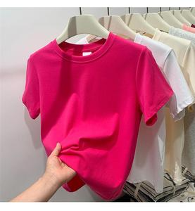 T-shirts pour femmes en coton premium et élasthanne, coupe ajustée, manches courtes, style Y2K, blanc, tee-shirt basique, logo personnalisé OEM - Product Image 6
