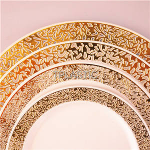 مجموعة عشاء بلاستيكية يمكن التخلص منها طبق مطعم قابل لإعادة الاستخدام مع ختم الدانتيل الساخن - Product Image 1