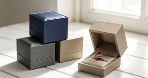 XINYUAN BGE-01 High-End Square Flip <b>Ring</b> <b>Box</b> Magnetic Closure Wrapped Fine Grain PU Leather Rigid Cardboard Lined Satin Cushion - Product Image 3