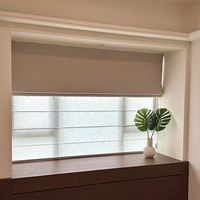 Persianas Romanas de Lino Natural para Interiores, con Cordón, Material de Poliéster, Tamaño Personalizado, para el Hogar