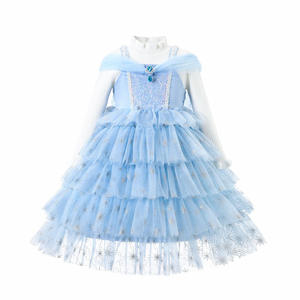 Nuovo <span class=keywords><strong>vestito</strong></span> <span class=keywords><strong>Elsa</strong></span> <span class=keywords><strong>per</strong></span> bambini <span class=keywords><strong>per</strong></span> un anno <span class=keywords><strong>di</strong></span> compleanno in maglia tinta unita modello estivo decorazione in pizzo abito - Product Image 1