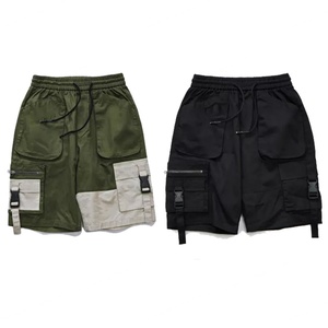 Shorts cargo baggy décontractés pour hommes avec sangle latérale, boucle, poche zippée, multi-poches, personnalisables - Product Image 1