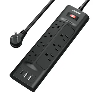 Wall Mount US Power Strip 125V 15A With USB-C PD20W Mountable Tabletop Desktop Socket Use in Home Office