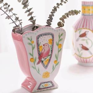 West Elephant Wilde romantiche ballate vaso in ceramica usignolo e la rosa per uso da tavolo con smalto opaco - Product Image 2