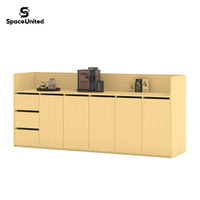 Mueble de Oficina SpaceUnited, Estación de Café, Aparador Moderno con Chapa de Madera y Cajones para Sala de Descanso