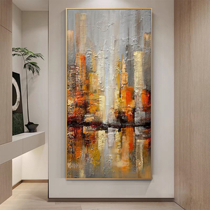 Mintura <span class=keywords><strong>handmade</strong></span> Canvas trừu tượng 3D kết cấu cảnh quan thành phố bức tranh sơn dầu tùy chỉnh bán buôn trang trí nhà với phong cảnh - Product Image 3
