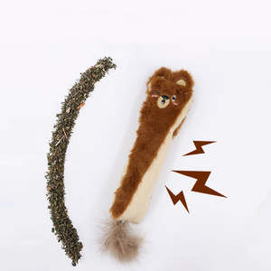 Jouet pour chat interactif moderne en peluche écologique avec plumes et herbe à chat pour chatons - Jouer et mâcher - Product Image 3