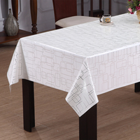 Nappe en PVC RNPT avec support en tissu et motif carré superposé pour tables à manger