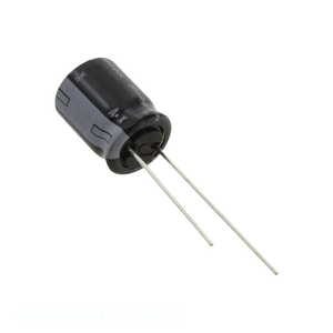 Condensador Original de Aluminio con Orificio Pasante, 12uF 20% 400V RADIAL TH 12 uF 400AX12MEFC10X12.5 - Product Image 1
